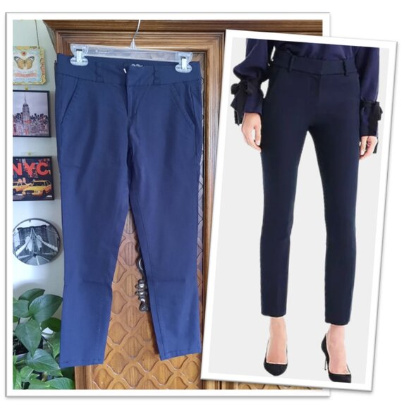 BeBop Bi-Stretch Cropped Skinny Ankle Pants - Dark Navy, Size 3/4 - Picture 1 of 16